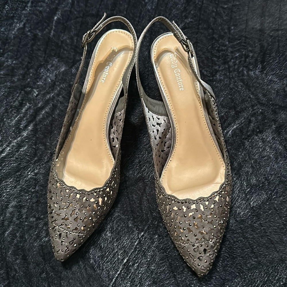 Lady Couture Jewel Gray Embellished Dress Heels